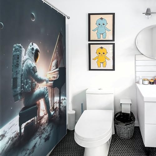 Rideau de douche astronaute piano en polyester anti-éclaboussures - 3
