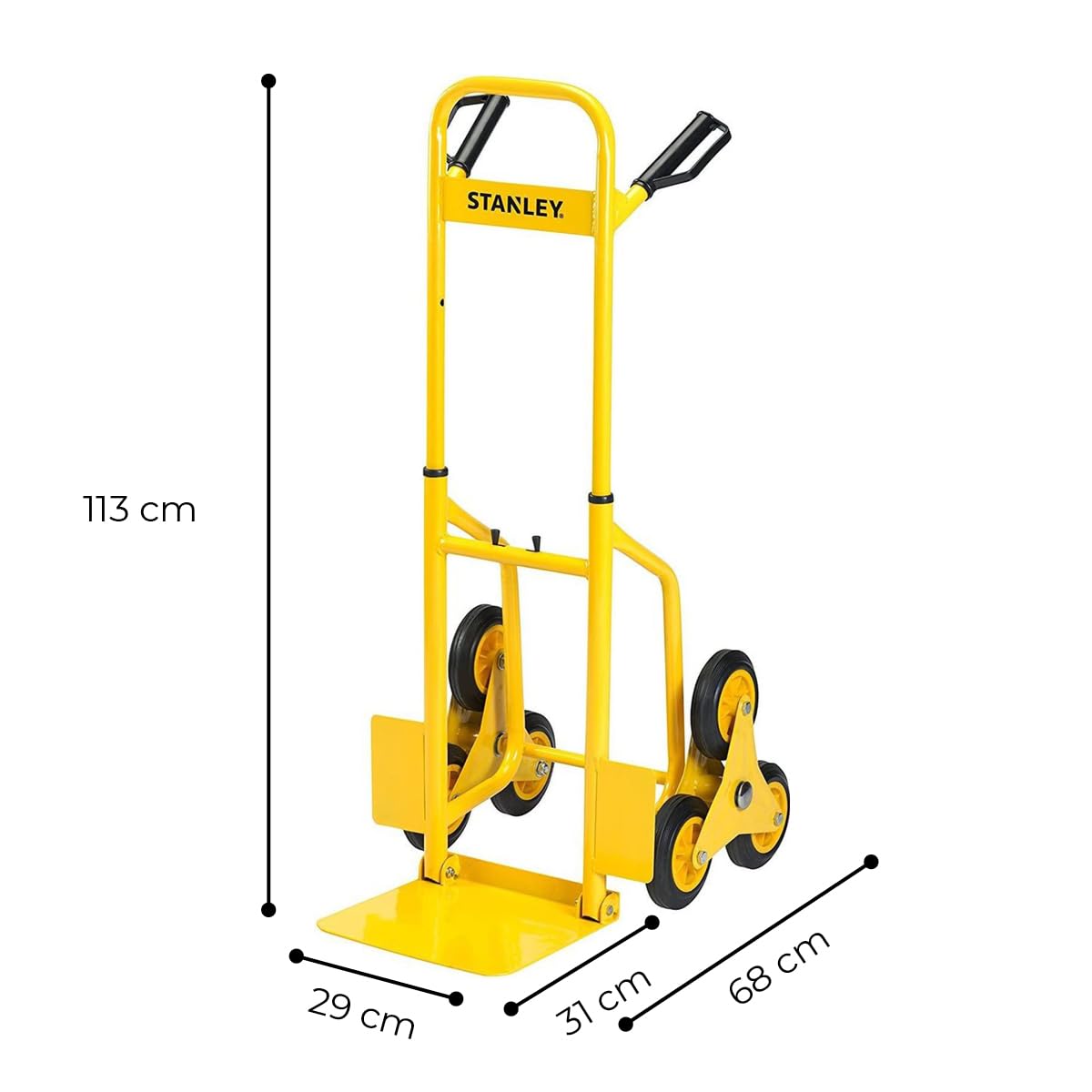 Stanley FT521 Diable Pliant - Chariot de Transport avec 6 Roues de Diable - Max. Capacité de Charge 120KG - Métal - 68 x 49 x 113 CM - Pliable