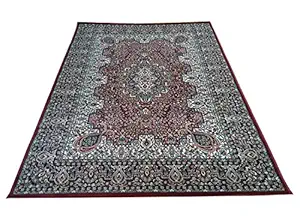 CARPET PLANET Kashmiri Wool Carpet Persian Design Living Room & Bedroom (Maroon-2, 3 X 5 FT)