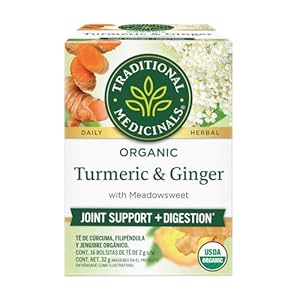 Traditional Medicinals Tea Turmeric Meadowsweet & ginger,16 count.
