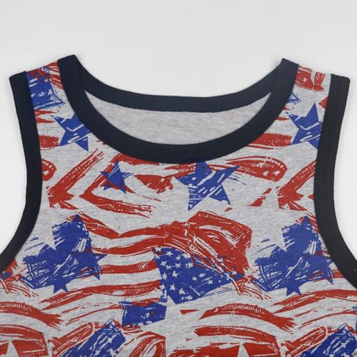 Image of 4th of July Tank for Boy Girl American Flag Shirts Kids Patriotic Outfit Independence Day Sleeveless Tops 2-7T