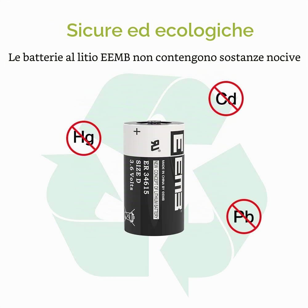 EEMB 4 pcs ER34615 D 3.6V Batteria al litio ad alta capacità Li-SOCL₂non ricaricabile LS-33600 SB-D02 XL-205F per macchina di stampaggio ad iniezione da stampa contatore di elettricità reale ETC