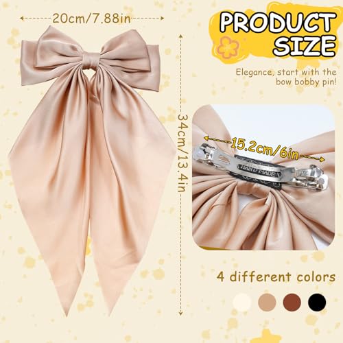 4 Piezas Moños para Cabello con Cinta Larga y Clips miniatura 4