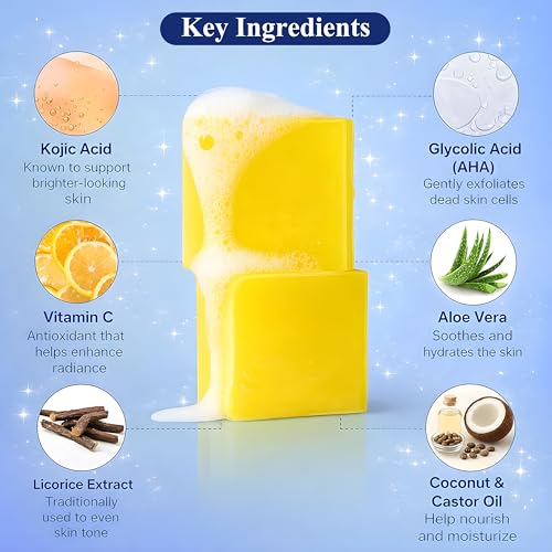 Image of Satthwa Kojic Acid 1% Soap with Vitamin C | For Pigmentation, Tan and Dark Spots | Brightening Soap for Men and Women | Pack of 2 (100g Each)