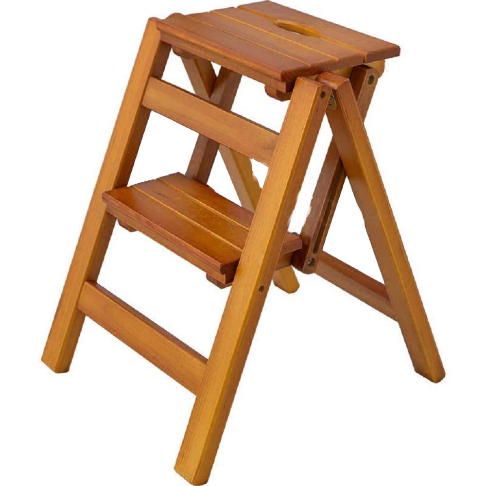 Chaise Pliante et Escalier en Bois de Noyer Échelle Multifonction 40x44x47cm