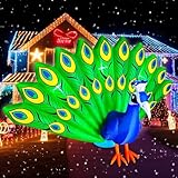 SEASONBLOW 7 Ft Long Christmas Inflatable Peacock Decorations, LED Light Christmas Inflatable Tail Spread Peacock for Xmas Lawn Yard Garden Home Indoor Outdoor