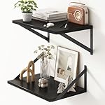 Fun Memories 10 Inch Deep Floating Shelves, Black Floating Shelf 16 Inch Long, 16" W x 10" D Wall Shelves Set of 2, Deep Shelves for Books, Wide Floating Shelves for Bahtoom, Living Room, Kitchen