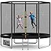Devoko Trampolin Outdoor Ø 183/228/305/366/427 cm Indoor Trampolin Kinder Gartentrampoline, Komplettset mit Schuhnetz, Leiter, Randabdeckung, Sicherheitsnetz, Belastbarkeit 50 kg (Schwarz)