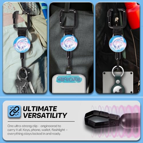 Image of ClutchLoop Retractable Anti-Theft Phone Tether Lanyard Locking Carabiner | Phone Leash with Steel Cable & Tether Tab. Ideal for Festivals, Hiking, Skiing, Fishing & Travel