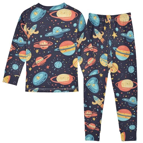 Pajama Sets Long Sleeve Space Themed Planets Pattern Soft Comfy Sleepwear 2 Piece PJS 3-8T3