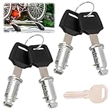 AXVRAV 4 Stück Schlosskerne für Thule, Dachgepäckträger Sicherheitsschloss Silber Schlosskerne, Thule Auto Gepäckträgersystem Schließzylinder, 4 Schließzylinder, 4 Schlüssel und 1 Kontrollschlüssel