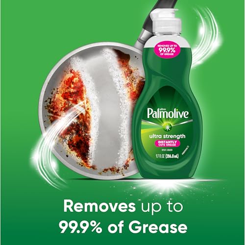 Image of Palmolive Ultra Strength Liquid Dish Soap, Cuts Grease and Grime, No Soaking Needed, Powerful on Plastics, Dishwashing Liquid, 9.7 fl oz Bottle