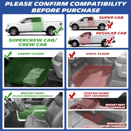 Image of Michelin Vehicle Mats for 2011-2014 Ford F-150 SuperCrew Cab Bucket Seat | Floor Mats Fit with Flow-Through Console /Carpet Floor, Not fit SuperCab /RegularCab, All-Weather TPE Custom Fit Liner, Premier