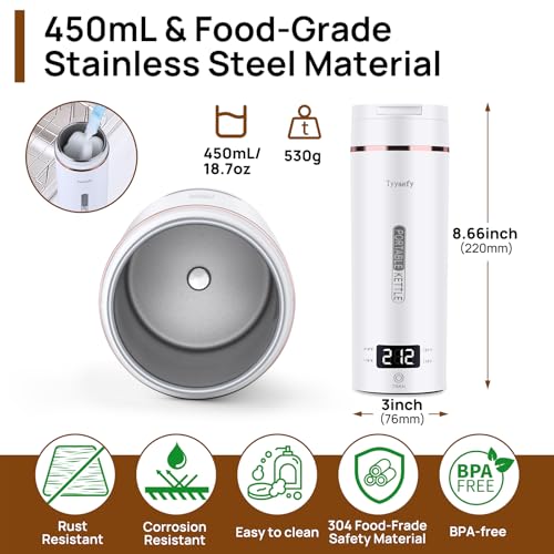 Hervidor eléctrico portátil de acero inoxidable 450mL miniatura 6