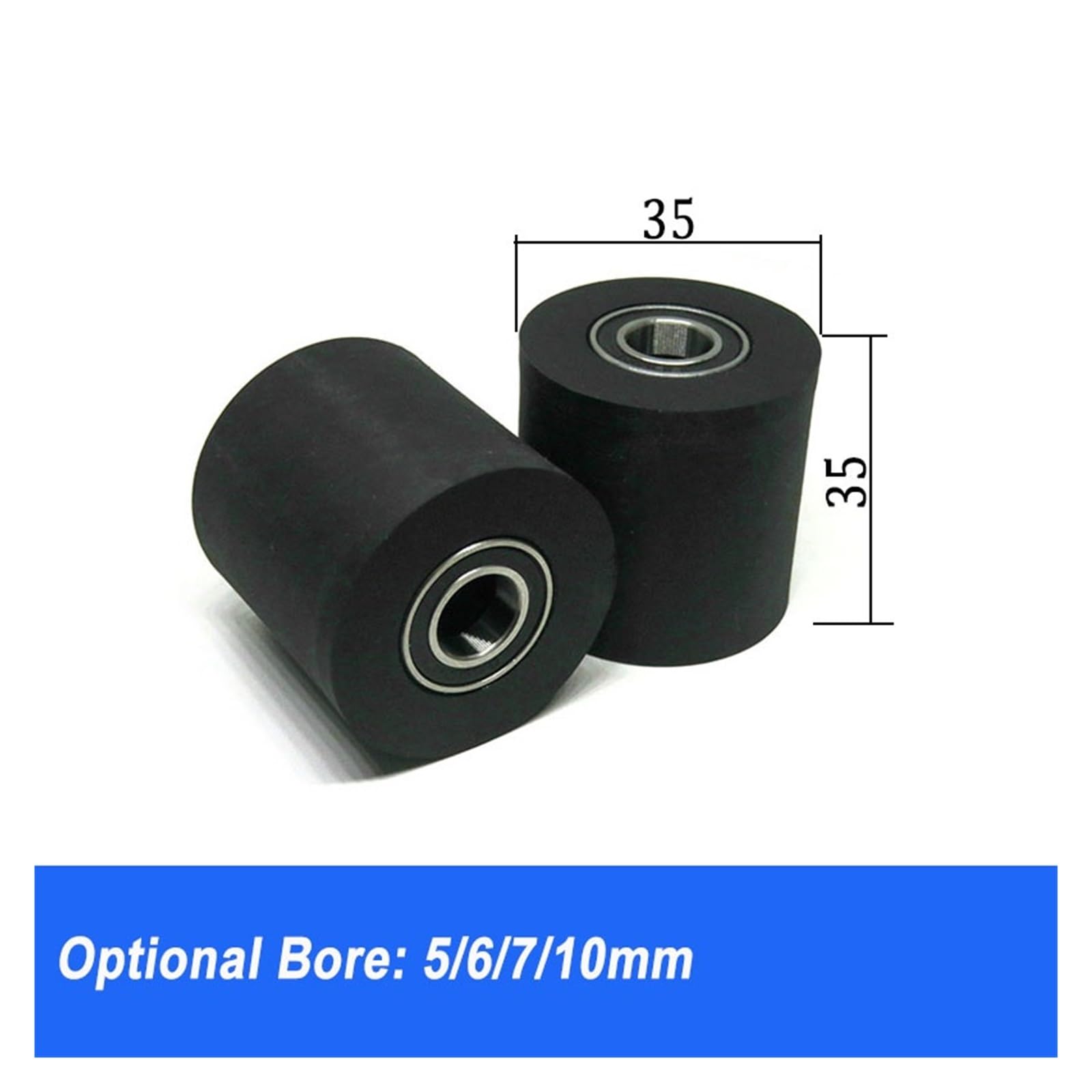 4 szt. 5/6/7/8/10 mm oś 35 średnica długość PU płaskie koło prowadzące z podwójnym łożyskiem Rolka napędzana PU (Size 7x35x35mm)