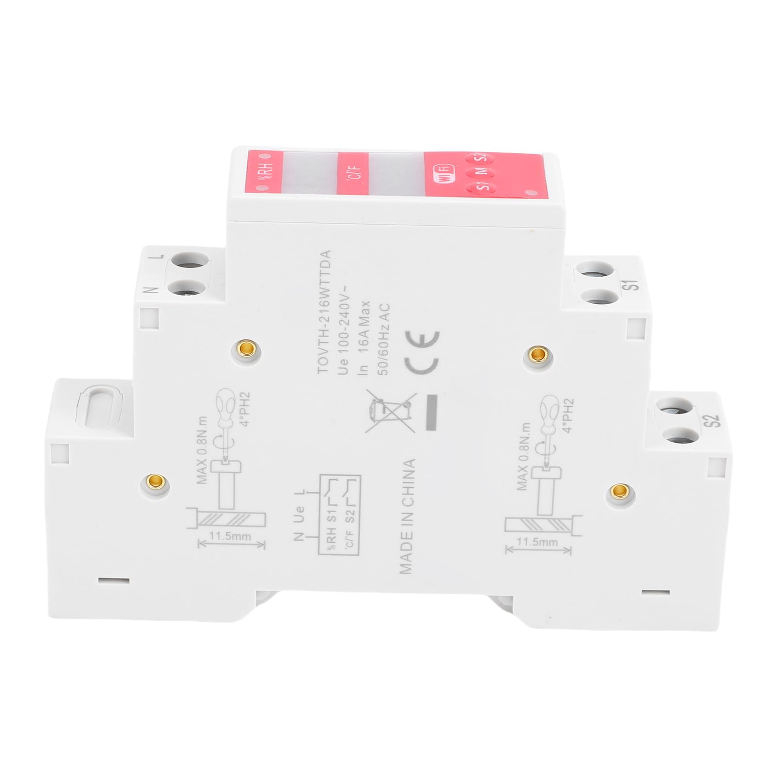 Ausla Contrôleur de Température et d'humidité, Capteur de Montage sur Rail DIN 16A Compatible WiFi pour Fermes D'élevage et Incubateurs
