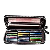 BISON DENIM Mens Credit Card Wallet Long Wallet Genuine Leather Billfold Zip Around Checkbook Wallet...