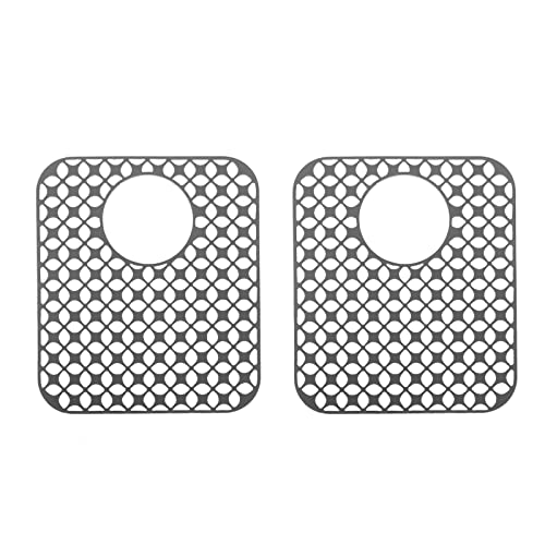 NINAT 2 Stück graue Silikon-Spülbeckenschutz, Küchenspüle, Gitter, Zubehör, Seitenabfluss, Küchengeschirr, Isolierpads, reinigbar, faltbar, Spülbecken-Gitter, Keramik, Spülbeckenboden Cover