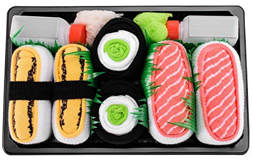 Rainbow Socks - Men's Women's - Sushi Socks Box Tamago Cucumber Salmon - 3 Pairs2