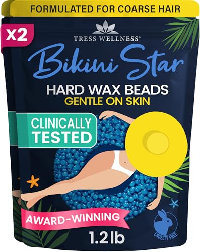 Image of Tress Wellness Wax Beads - Safe for Skin - Dermatologically Tested - At-Home Kit for Bikini, Brazilian & Full Body - Bikini Star 2 x 1.2lb, 2 pack