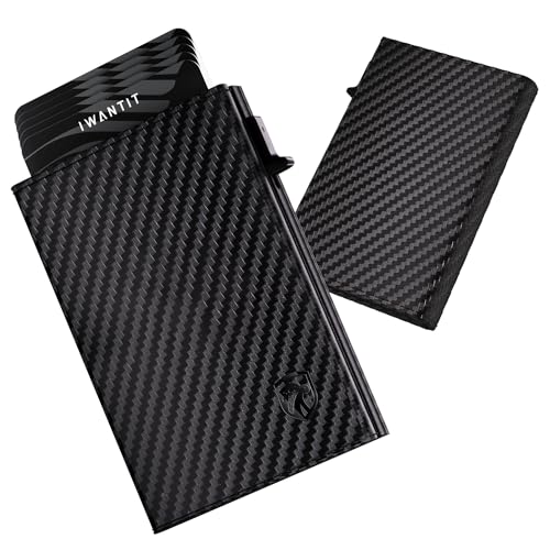 iwantit Pop Up Wallet for Men with Credit Card Holder, Finest Full Grain Leather, Minimalist Smart Mens Wallet, Trifold Slim Wallet, RFID Blocking, Front Pocket Wallet, ID Window