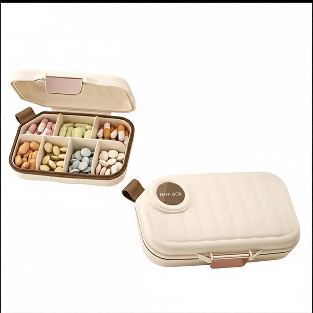 Pill Medicine Organizer Storage Box with 8 Compartments - Moisture Proof, Made of Food Grade Cereal Fiber, BPA free Wheat Straw Material, Ideal for Travel, Pocket, Purse, Daily Pill Case, Portable Medicine Vitamin Holder Container - 1 Pc BIG-image-49