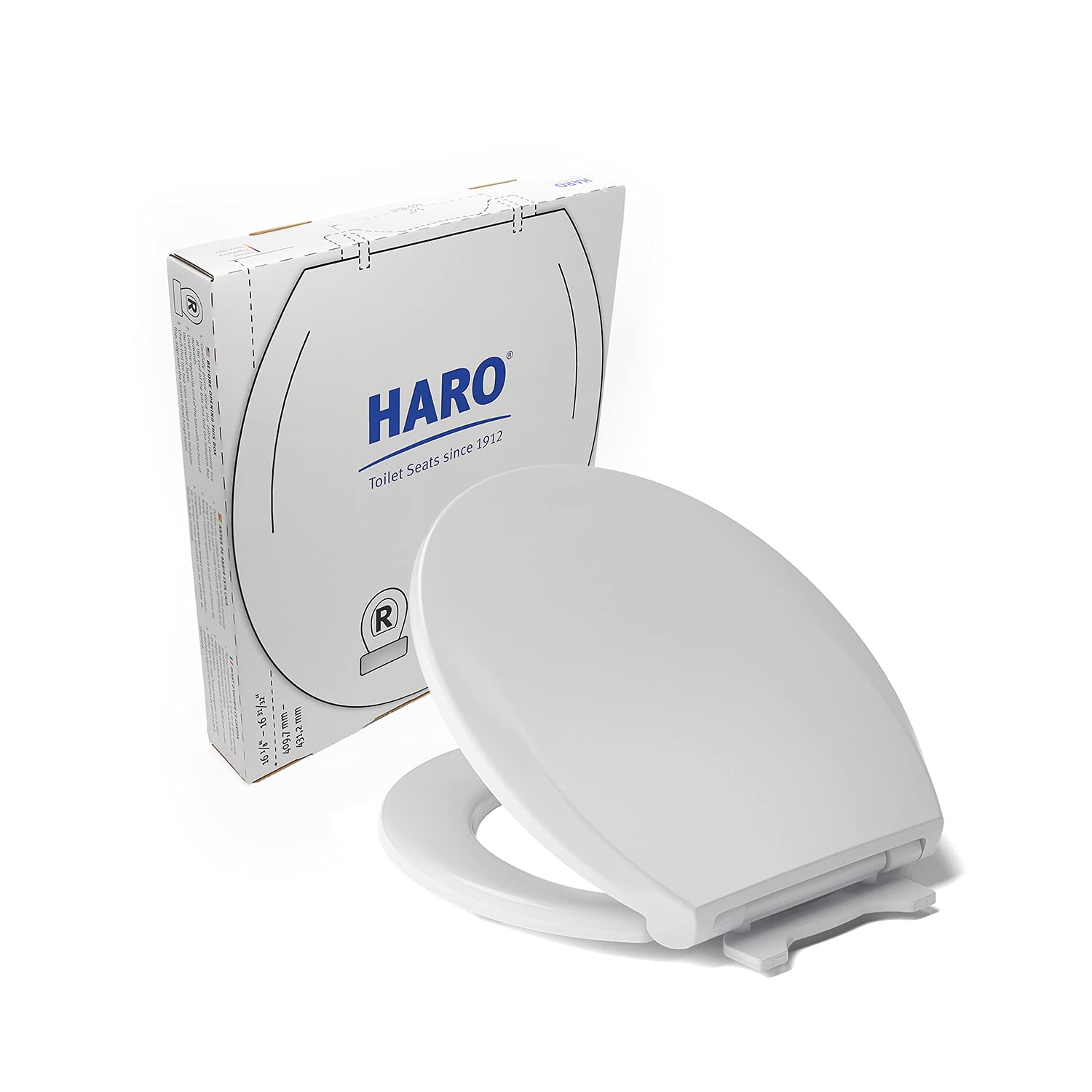 HARORound Toilet Seat | Heavy-Duty up to 550 lbs Capacity | Slow-Close-Seat | Quick-Release & Easy Clean, Fast-Fix-Hinge, No-Slip Bumpers, White | Advanced (PP) | 16.5" x 14.5" x 2.32"