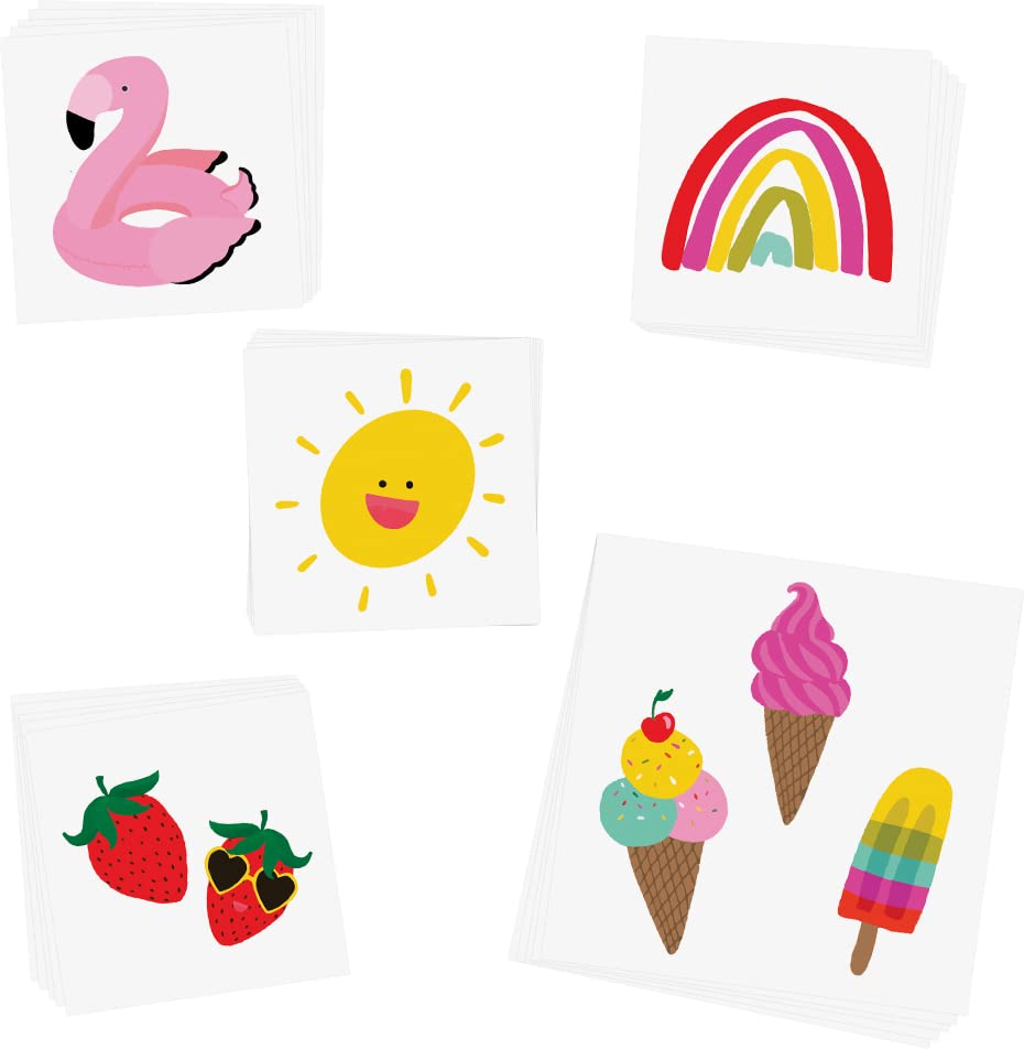 Flash Tattoos Tatuajes temporales de diversión de verano  25 tatuajes para niños  Recuerdo de fiesta tropical, decoración de fiesta infantil en la
