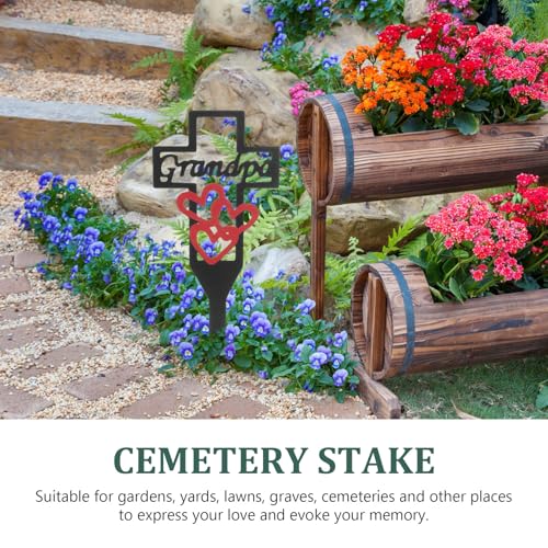 Plaque commémorative en métal durable avec croix et fleurs ciselées pour sépulture - 6