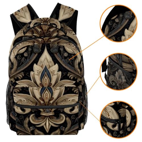 Mochila para libros resistente al agua con estampado étnico retro 3