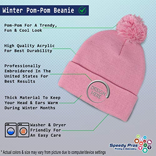 Pom Pom Beanies for Women Football Sports Embroidery Skull Cap Clasic Football Embroidery Football Winter Hats for Men Acrylic 1 Size Soft Pink Design Only