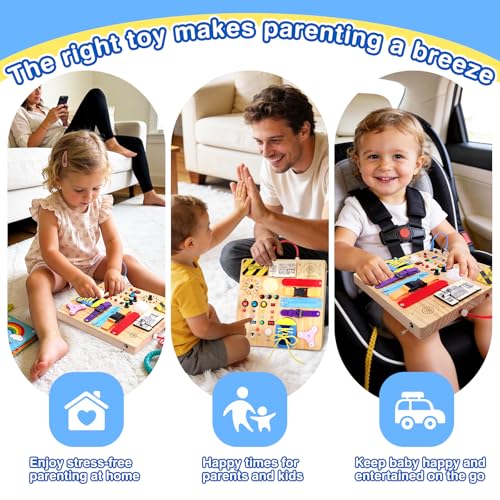 Image of Grarain Busy Board for Toddlers - Montessori Educational Toy for 1-3 Year Old Boys & Girls | Travel-Friendly Sensory Learning Activity | Ideal for Kids with Autism(Busy Board v3)