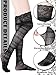 Fourluoo 6 Pairs Women's Lace Socks Lace Thigh High Socks with Trim Lolita Stocking Long over Knee Stocking for Women(Black, White, Light Gray, Coffee, Red,Fashion)