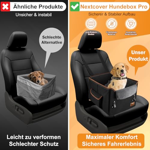 Angooni Einfache Reinigung Hunde Autositz - Sicherer und Komfortabler Hunde Autositz - Hundeautositz mit Aufbewahrungstaschen mit Plüschkissen für Vordersitz Rückbank (Schwarz)