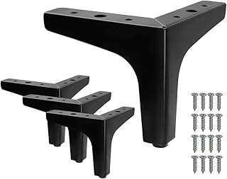 Furniture Legs, 5 Inch Black Metal Furniture Feet Heavy Duty Nightstand Legs for Table Cupboard Sofa Couch Chair（4Pack）