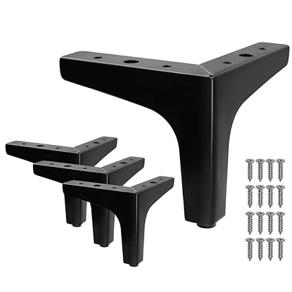 Seimneire 4pcs 5 Inch Furniture Legs, Modern Style Furniture Sofa Legs Metal Matte Black Triangle Feet for Table Cabinet Cupboard Sofa Couch Chair