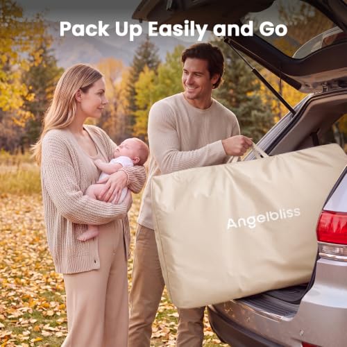 Image of ANGELBLISS Baby Bassinet, 3-in-1 Bedside Sleeper, One-Click Foldable Crib