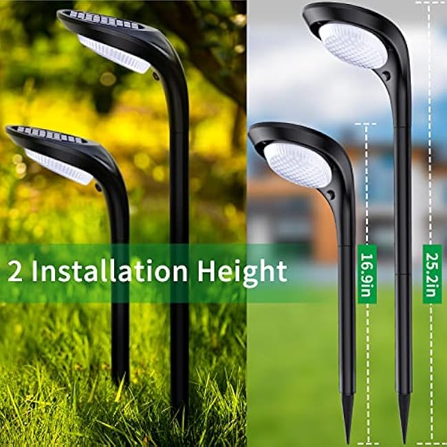 JSOT Solar Pathway Lights 4 Pack Cool Light & Warm Light