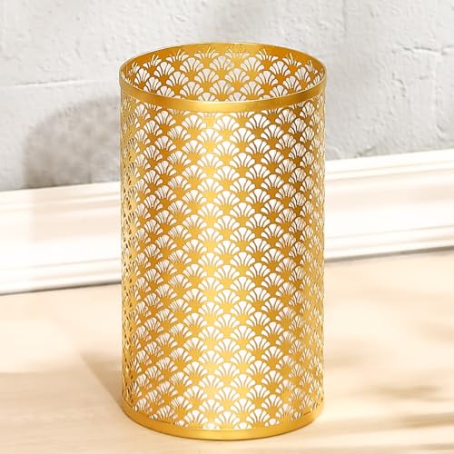 Caneca de basura metálica dorada de 7 x 7 x 12 pulgadas miniatura 6