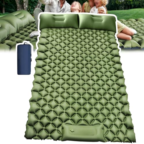 WhAeoy Colchoneta De Camping Doble (200 X 120 Cm), Colchón Inflable, Bomba Incorporada: Inflable De 1 Minuto + Portátil Y Liviano, Carga: 300 Kg, A Prueba De Perforaciones,C