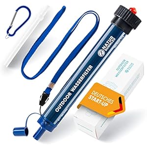 Naturbummler ® Waterfilter Outdoor 2000 liter [CO2-neutraal] incl. karabijnhaak en verlengrietje, doodt 99,999% van alle bacteriën en ziektekiemen af, waterfilter, outdoor, survival, waterfilter, camping