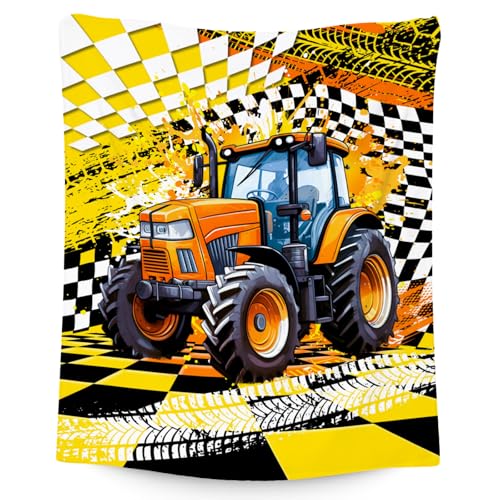 Blanket Gifts for Boys, Tractor Blankets for Kids Age 6-8, Cozy Fleece Throw for Couch & Living Room, 50"x60"