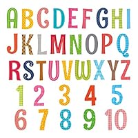 DECOWALL DS9-1701A Uppercase Alphabet ABC 123 Letter Numbers Kids Wall Stickers Decals Peel and Stick Removable for Nursery Bedroom Living Room Art murals Decorations