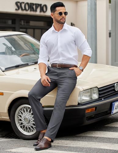 COOFANDY Mens Casual Chino Pants Elastic Waist Lightweight Trousers Classic-Fit Business Dress Pants with Pockets4