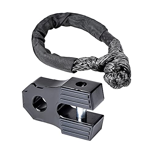 Astra Depot Winch Accessory Black Winch Shackle Mount Flat Towing Hook with Iron Pin & Rubber Guard-30,000 lbs & 1/2