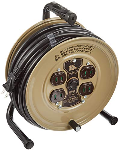 ハタヤ コードリール15m 2P4個口コンセント JY-151