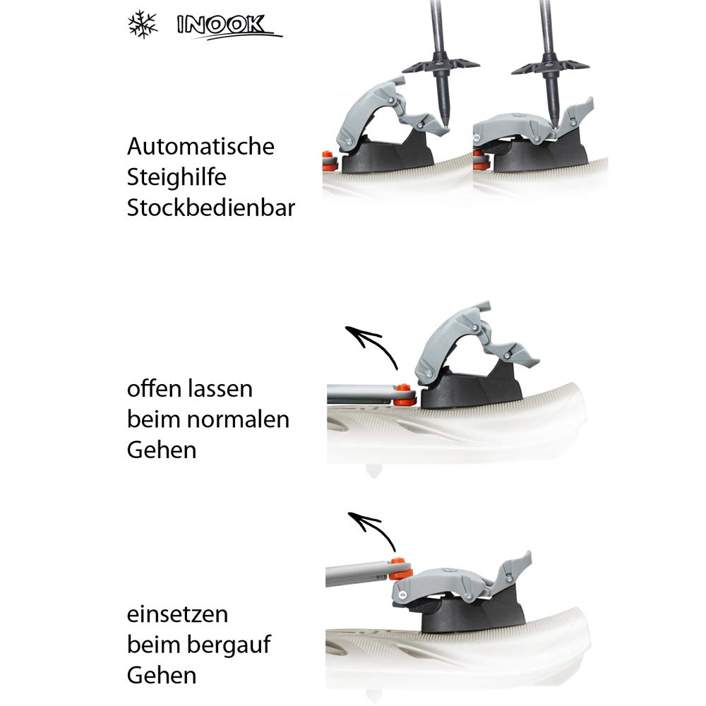Inook Raquetas de nieve AXL I Raquetas de nieve con ayuda de escalada I EU 3442 I juego de raquetas de nieve con práctica bolsa de transporte I tamaño ajustable individualmente y muchas funciones