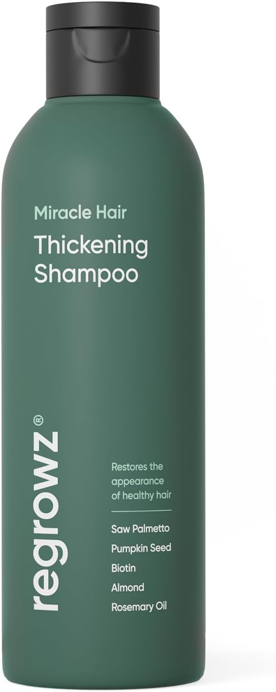 Regrowz Organic Hair Thickening Shampoo with Biotin & Rosemary Oil – 225ml – Natural Anti Hair Loss Treatment – Suitable for Men & Women
