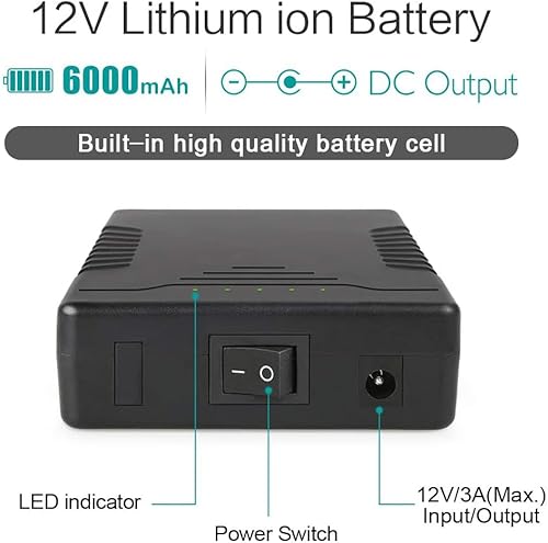 Miniatura 2 de Talentcell Batería recargable de iones de litio de 6000 mAh para tira LED y cámara CCTV, baterías de iones de litio portátiles de 12 V CC con