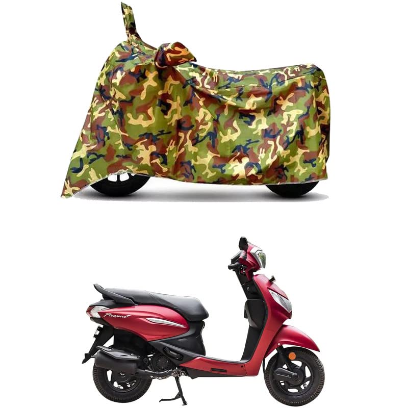 Image of Waterproof 100% PVC Coated Bike Scooty Two Wheeler Body Cover Compatible for Hero Pleasure Plus XTEC /UV-Rays /Heat Protection /Birds Dropping /Scratchproof /Dust Proof /All [6X6 Jungle Print]